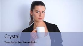  Presentation with white and black woman climbing ladders - Audience pleasing PPT layouts consisting of ocupational - woman holding a mug isolated backdrop and a  colored foreground