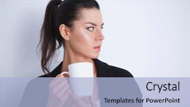  Presentation with white and black woman climbing ladders - Slide deck consisting of ocupational - woman holding a mug isolated background and a  colored foreground