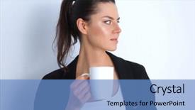  Presentation with white and black woman climbing ladders - Cool new presentation theme with ocupational - woman holding a mug isolated backdrop and a  colored foreground