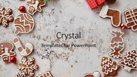  Presentation with cookies christmas - PPT theme consisting of od - different shapes of christmas gingerbread background and a light gray colored foreground