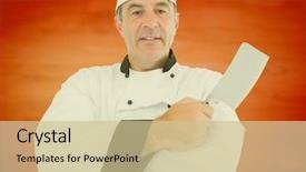  Presentation with chef - Theme consisting of od - portrait od male chef holding background and a soft green colored foreground