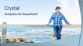  Presentation with ocean - PPT theme with od - portrait of an od man background and a sky blue colored foreground