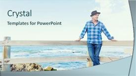  Presentation with next - Presentation design with od - portrait of an od man background and a sky blue colored foreground