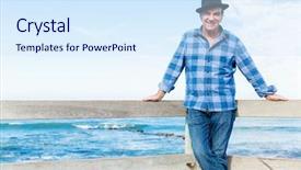  Presentation with next - PPT layouts enhanced with od - portrait of an od man background and a sky blue colored foreground