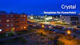  Presentation with urban neighborhood community development - PPT theme featuring od - urban scenery od pruszcz gdanski background and a  colored foreground