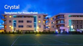  Presentation with urban - PPT theme featuring od - urban scenery od pruszcz gdanski background and a  colored foreground