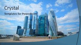  Presentation with skyscrapes - Presentation theme having od - veiw od skyscrapes of moscow background and a light blue colored foreground