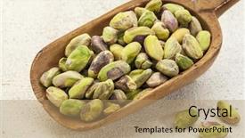  Presentation with barn wood - Audience pleasing PPT theme consisting of od - wooden scoop od raw pistachio backdrop and a  colored foreground