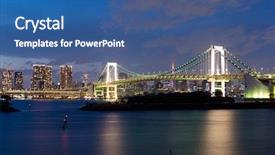  Presentation with tokyo - PPT layouts featuring odaiba-bridge-in-tokyo background and a ocean colored foreground