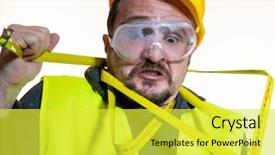  Presentation with start construction - Cool new presentation design with odd job a man who backdrop and a yellow colored foreground