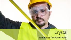  Presentation with start construction - Presentation theme having odd job a man who background and a yellow colored foreground