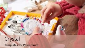  Presentation with artwork - Colorful PPT theme enhanced with odd jobs - child make crafts and toys backdrop and a  colored foreground