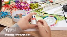  Presentation with artwork - Audience pleasing presentation theme consisting of odd jobs - child make crafts and toys backdrop and a  colored foreground