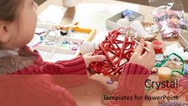 Presentation with artwork - PPT theme featuring odd jobs - child make crafts and toys background and a red colored foreground