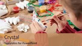  Presentation with artwork - Beautiful slides featuring odd jobs - child make crafts and toys backdrop and a coral colored foreground