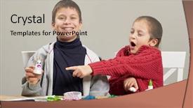  Presentation with artwork - PPT layouts consisting of odd jobs - children make crafts and toys background and a  colored foreground