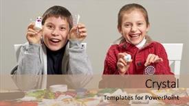  Presentation with artwork - Theme with odd jobs - children make crafts and toys background and a coral colored foreground