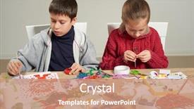  Presentation with children - PPT layouts consisting of odd jobs - children make crafts and toys background and a  colored foreground