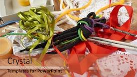  Presentation with artwork - PPT layouts consisting of odd jobs - creative accessories for making crafts background and a red colored foreground