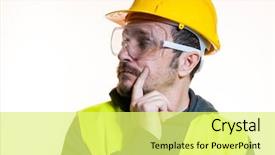  Presentation with start construction - Slides enhanced with odd jobs - do it yourself man dressed background and a yellow colored foreground