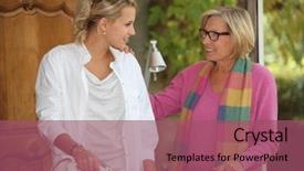  Presentation with older woman - PPT theme consisting of odd jobs - girl ironing for an older background and a  colored foreground