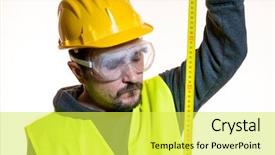  Presentation with start construction - Colorful PPT theme enhanced with odd jobs - man who wants to do backdrop and a yellow colored foreground