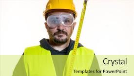  Presentation with start construction - Audience pleasing PPT theme consisting of odd jobs - man who wants to do backdrop and a yellow colored foreground