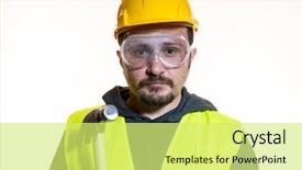  Presentation with start construction - Audience pleasing PPT theme consisting of odd jobs - occupation do it yourself man backdrop and a yellow colored foreground