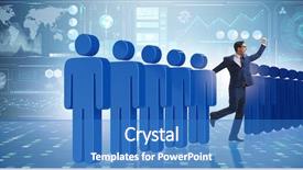  Presentation with crowd - Beautiful slide set featuring odd jobs - standing out from crowd concept backdrop and a teal colored foreground