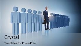  Presentation with crowd - Slide deck consisting of odd jobs - standing out from crowd concept background and a light blue colored foreground