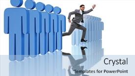  Presentation with crowd - Slide set with odd jobs - standing out from crowd concept background and a light blue colored foreground