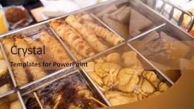  Presentation with japanese - Audience pleasing theme consisting of oden japanese cuisine backdrop and a gold colored foreground