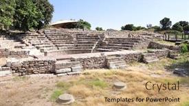  Presentation with unesco - Theme with odeon-bouleuterion-small-concert-theatre background and a coral colored foreground