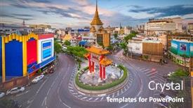  Presentation with roundabout - Audience pleasing presentation design consisting of odeon-roundabout-bangkok-thailand backdrop and a gray colored foreground
