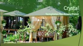  Presentation with green city - Colorful slides enhanced with odessa - street cafe interior in green backdrop and a forest green colored foreground