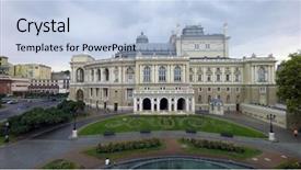  Presentation with opera - PPT layouts consisting of odessa opera and ballet theater background and a light blue colored foreground