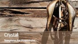  Presentation with barn - Presentation design consisting of odl worn saddle hanging background and a coral colored foreground