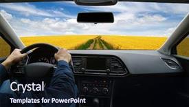  Presentation with driving road - Colorful slide deck enhanced with odometer - man inside the car is backdrop and a wine colored foreground