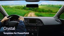  Presentation with driving road - Amazing theme having odometer - man inside the car is backdrop and a wine colored foreground