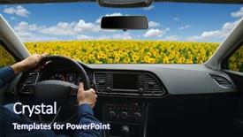  Presentation with driving road - PPT theme consisting of odometer - man inside the car is background and a wine colored foreground