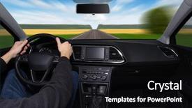  Presentation with sleepy yawning man driving car - Slide deck enhanced with odometer - man inside the car is background and a black colored foreground