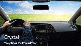  Presentation with driving road - Cool new presentation design with odometer - man inside the car is backdrop and a wine colored foreground