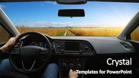  Presentation with sleepy yawning man driving car - Amazing theme having odometer - man inside the car is backdrop and a  colored foreground