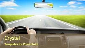  Presentation with driver - Beautiful presentation theme featuring odometer - man's hands of a driver backdrop and a violet colored foreground