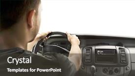  Presentation with asphalt road - Slides with odometer - man's hands of a driver background and a dark gray colored foreground