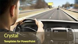  Presentation with asphalt road - Beautiful theme featuring odometer - man's hands of a driver backdrop and a tawny brown colored foreground