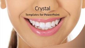  Presentation with smile sparkle shine - Amazing slide deck having odontology - afrian woman's mouth with perfect backdrop and a coral colored foreground