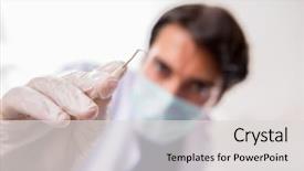  Presentation with odontology - Audience pleasing theme consisting of odontology - concept of treating teeth backdrop and a light gray colored foreground