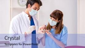  Presentation with teeth - Colorful PPT layouts enhanced with odontology - concept of treating teeth backdrop and a light blue colored foreground