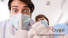  Presentation with odontology - Cool new PPT theme with odontology - concept of treating teeth backdrop and a lemonade colored foreground